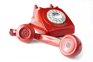 red rotary telephone HD wallpaper